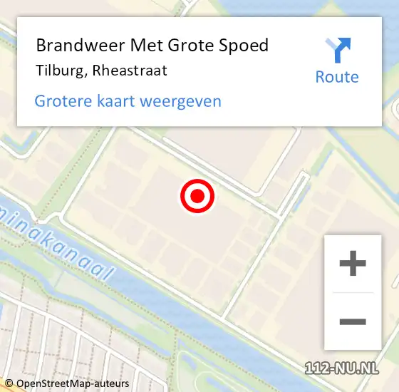 Locatie op kaart van de 112 melding: Brandweer Met Grote Spoed Naar Tilburg, Rheastraat op 27 januari 2017 11:45