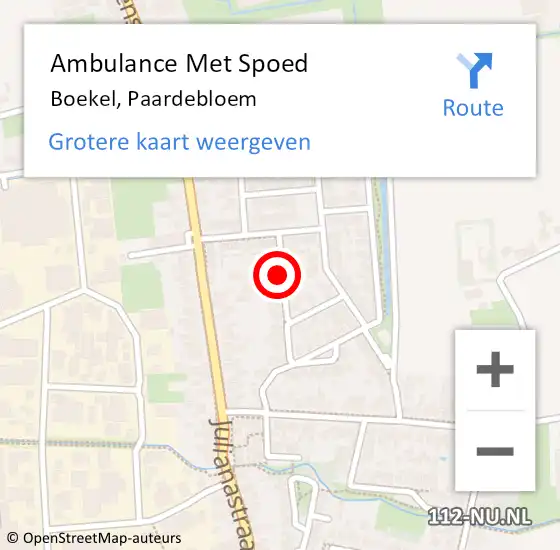 Locatie op kaart van de 112 melding: Ambulance Met Spoed Naar Boekel, Paardebloem op 27 januari 2017 11:58