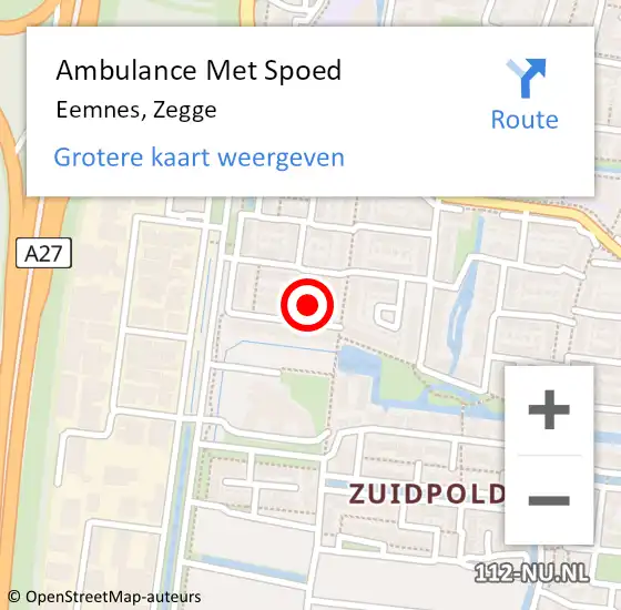 Locatie op kaart van de 112 melding: Ambulance Met Spoed Naar Eemnes, Zegge op 27 januari 2017 12:30