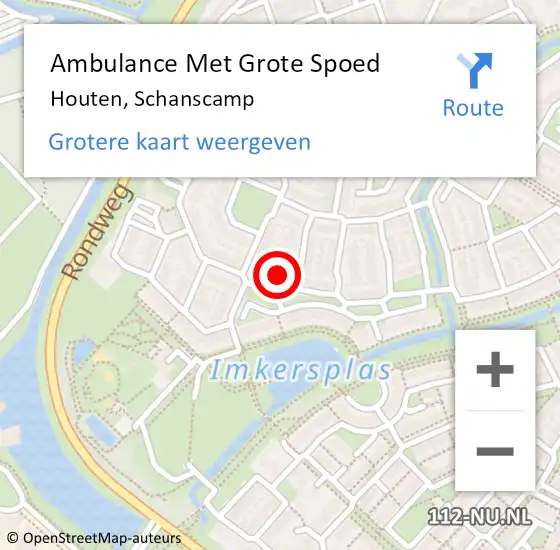 Locatie op kaart van de 112 melding: Ambulance Met Grote Spoed Naar Houten, Schanscamp op 27 januari 2017 12:46