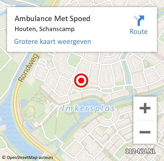 Locatie op kaart van de 112 melding: Ambulance Met Spoed Naar Houten, Schanscamp op 27 januari 2017 13:02