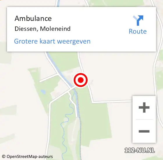 Locatie op kaart van de 112 melding: Ambulance Diessen, Moleneind op 27 januari 2017 13:30