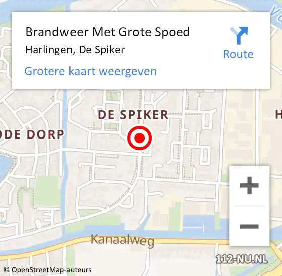 Locatie op kaart van de 112 melding: Brandweer Met Grote Spoed Naar Harlingen, De Spiker op 18 september 2013 18:59