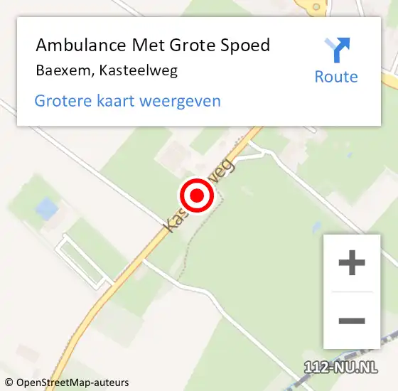 Locatie op kaart van de 112 melding: Ambulance Met Grote Spoed Naar Baexem, Kasteelweg op 27 januari 2017 14:05