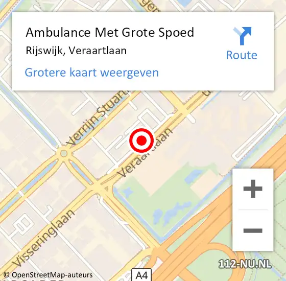 Locatie op kaart van de 112 melding: Ambulance Met Grote Spoed Naar Rijswijk, Veraartlaan op 27 januari 2017 14:59
