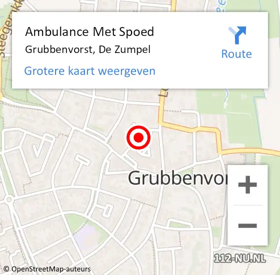 Locatie op kaart van de 112 melding: Ambulance Met Spoed Naar Grubbenvorst, De Zumpel op 9 januari 2014 09:14