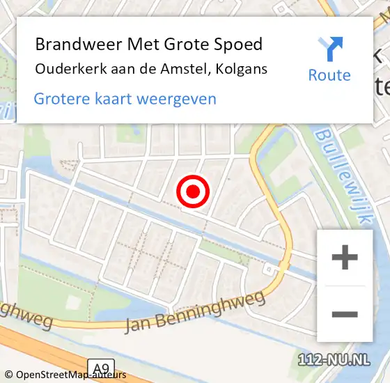 Locatie op kaart van de 112 melding: Brandweer Met Grote Spoed Naar Ouderkerk aan de Amstel, Kolgans op 27 januari 2017 15:38