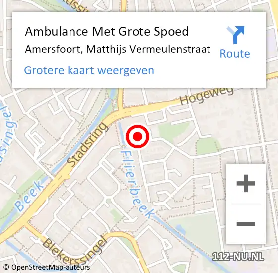 Locatie op kaart van de 112 melding: Ambulance Met Grote Spoed Naar Amersfoort, Matthijs Vermeulenstraat op 27 januari 2017 16:15