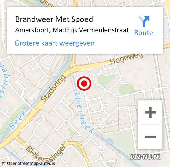 Locatie op kaart van de 112 melding: Brandweer Met Spoed Naar Amersfoort, Matthijs Vermeulenstraat op 27 januari 2017 16:33