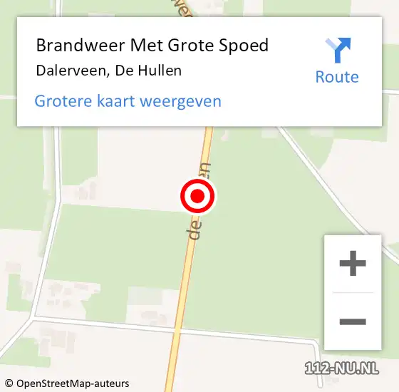 Locatie op kaart van de 112 melding: Brandweer Met Grote Spoed Naar Dalerveen, De Hullen op 27 januari 2017 16:35