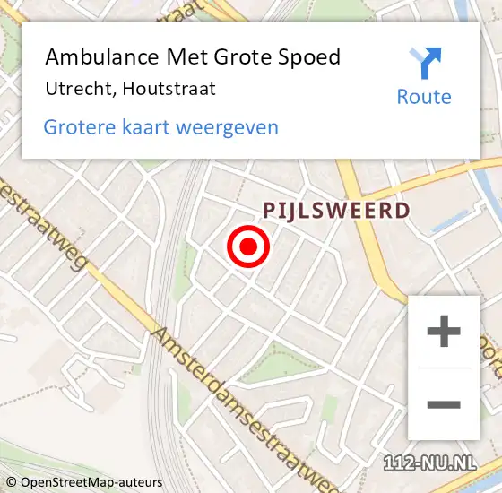 Locatie op kaart van de 112 melding: Ambulance Met Grote Spoed Naar Utrecht, Houtstraat op 27 januari 2017 16:40