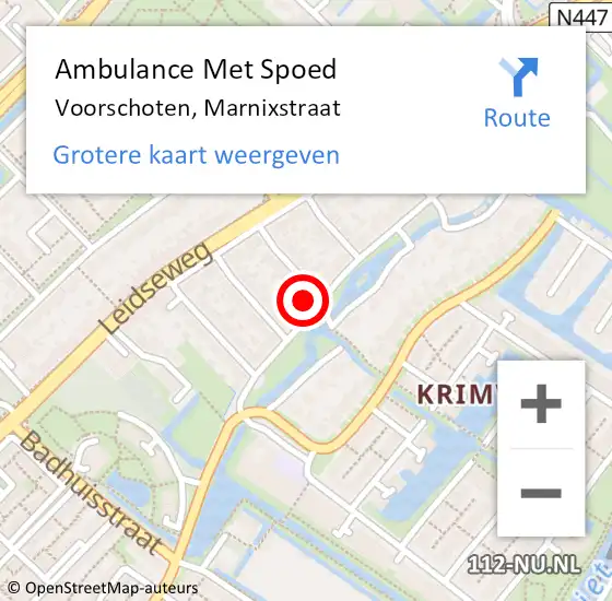 Locatie op kaart van de 112 melding: Ambulance Met Spoed Naar Voorschoten, Marnixstraat op 27 januari 2017 16:56