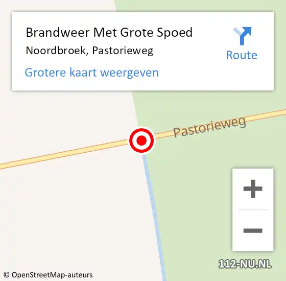 Locatie op kaart van de 112 melding: Brandweer Met Grote Spoed Naar Noordbroek, Pastorieweg op 27 januari 2017 17:05