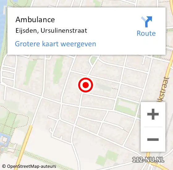 Locatie op kaart van de 112 melding: Ambulance Eijsden, Ursulinenstraat op 9 januari 2014 09:29