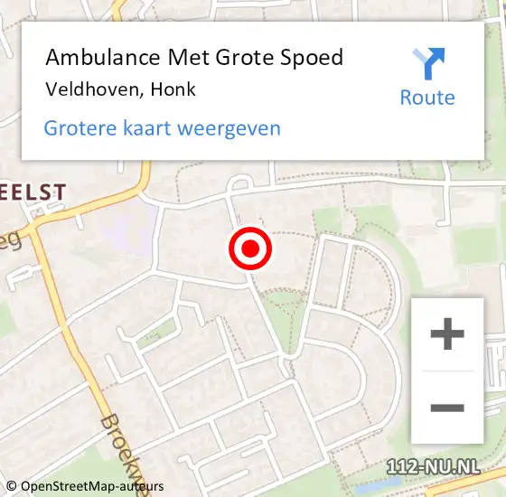 Locatie op kaart van de 112 melding: Ambulance Met Grote Spoed Naar Veldhoven, Honk op 27 januari 2017 17:39