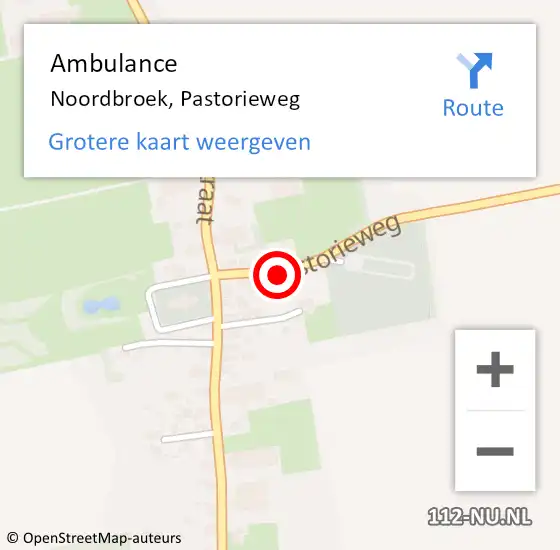 Locatie op kaart van de 112 melding: Ambulance Noordbroek, Pastorieweg op 27 januari 2017 18:03