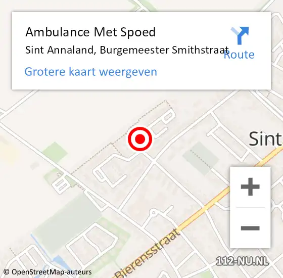 Locatie op kaart van de 112 melding: Ambulance Met Spoed Naar Sint Annaland, Burgemeester Smithstraat op 27 januari 2017 18:39