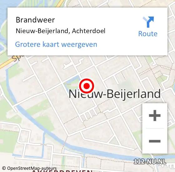 Locatie op kaart van de 112 melding: Brandweer Nieuw-Beijerland, Achterdoel op 27 januari 2017 19:44