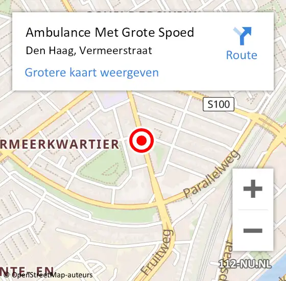 Locatie op kaart van de 112 melding: Ambulance Met Grote Spoed Naar Den Haag, Vermeerstraat op 27 januari 2017 20:05