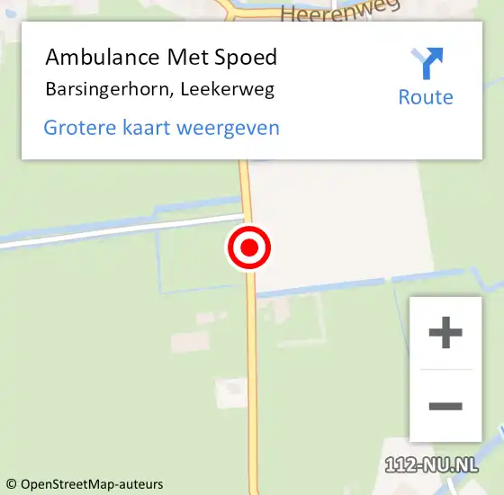 Locatie op kaart van de 112 melding: Ambulance Met Spoed Naar Barsingerhorn, Leekerweg op 27 januari 2017 20:13