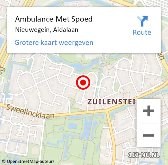 Locatie op kaart van de 112 melding: Ambulance Met Spoed Naar Nieuwegein, Aidalaan op 27 januari 2017 20:16