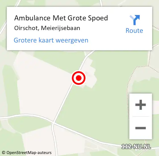 Locatie op kaart van de 112 melding: Ambulance Met Grote Spoed Naar Oirschot, Meierijsebaan op 27 januari 2017 20:49