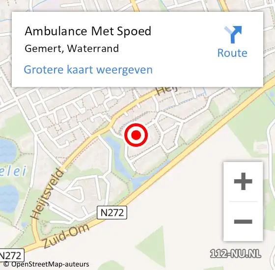 Locatie op kaart van de 112 melding: Ambulance Met Spoed Naar Gemert, Waterrand op 27 januari 2017 22:00