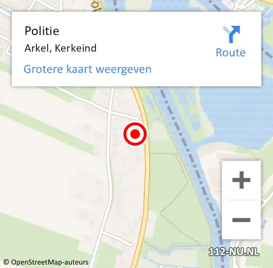 Locatie op kaart van de 112 melding: Politie Arkel, Kerkeind op 27 januari 2017 22:31