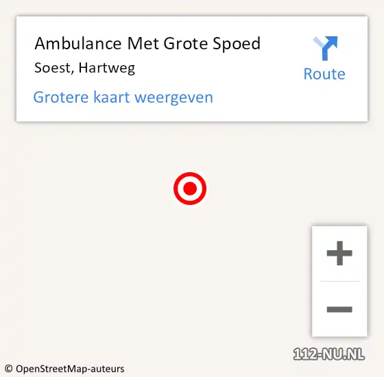Locatie op kaart van de 112 melding: Ambulance Met Grote Spoed Naar Soest, Hartweg op 27 januari 2017 22:57