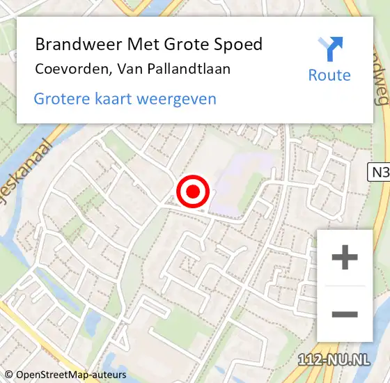 Locatie op kaart van de 112 melding: Brandweer Met Grote Spoed Naar Coevorden, Van Pallandtlaan op 27 januari 2017 23:40