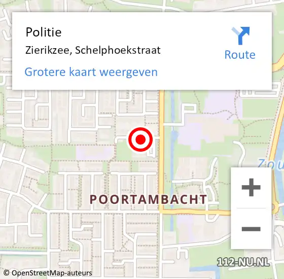 Locatie op kaart van de 112 melding: Politie Zierikzee, Schelphoekstraat op 28 januari 2017 00:46