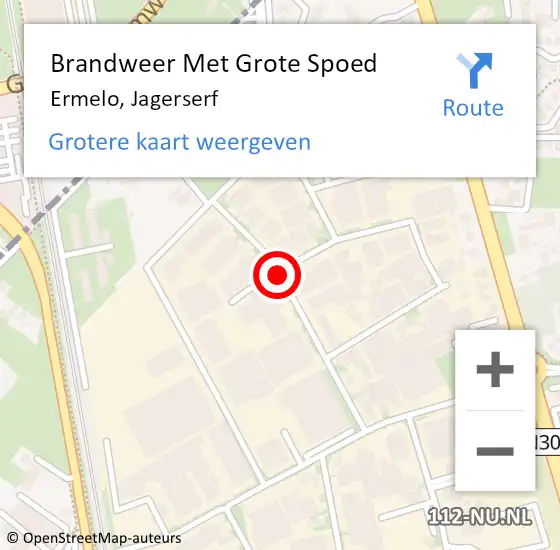 Locatie op kaart van de 112 melding: Brandweer Met Grote Spoed Naar Ermelo, Jagerserf op 28 januari 2017 01:03