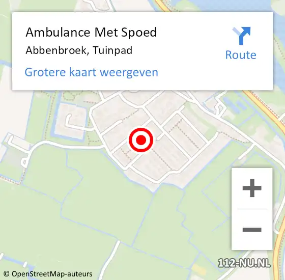 Locatie op kaart van de 112 melding: Ambulance Met Spoed Naar Abbenbroek, Tuinpad op 28 januari 2017 01:07