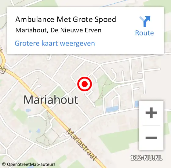 Locatie op kaart van de 112 melding: Ambulance Met Grote Spoed Naar Mariahout, De Nieuwe Erven op 28 januari 2017 02:36