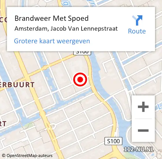 Locatie op kaart van de 112 melding: Brandweer Met Spoed Naar Amsterdam, Jacob Van Lennepstraat op 28 januari 2017 02:40