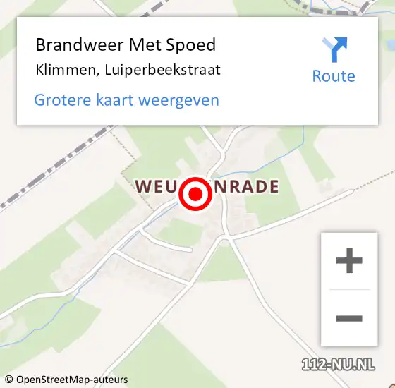 Locatie op kaart van de 112 melding: Brandweer Met Spoed Naar Klimmen, Luiperbeekstraat op 28 januari 2017 03:05