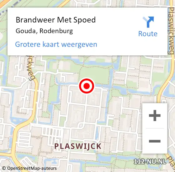 Locatie op kaart van de 112 melding: Brandweer Met Spoed Naar Gouda, Rodenburg op 28 januari 2017 03:08