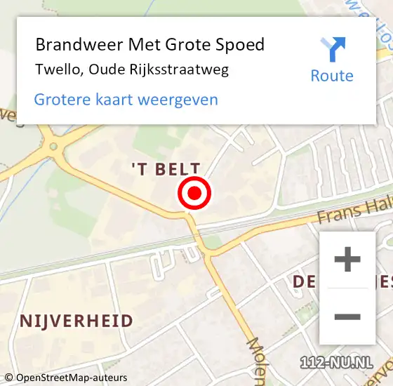 Locatie op kaart van de 112 melding: Brandweer Met Grote Spoed Naar Twello, Oude Rijksstraatweg op 28 januari 2017 04:25