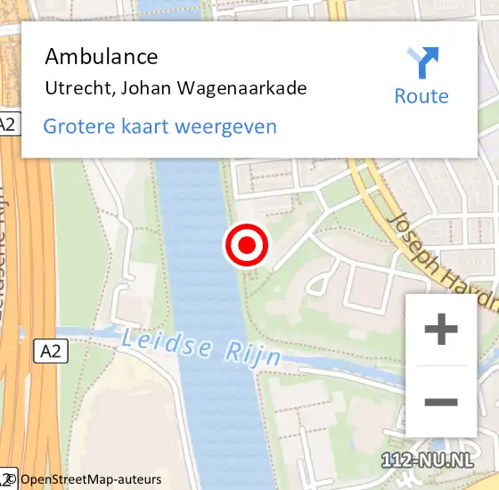 Locatie op kaart van de 112 melding: Ambulance Utrecht, Johan Wagenaarkade op 28 januari 2017 05:14