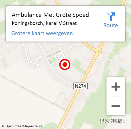 Locatie op kaart van de 112 melding: Ambulance Met Grote Spoed Naar Koningsbosch, Karel V Straat op 28 januari 2017 06:04