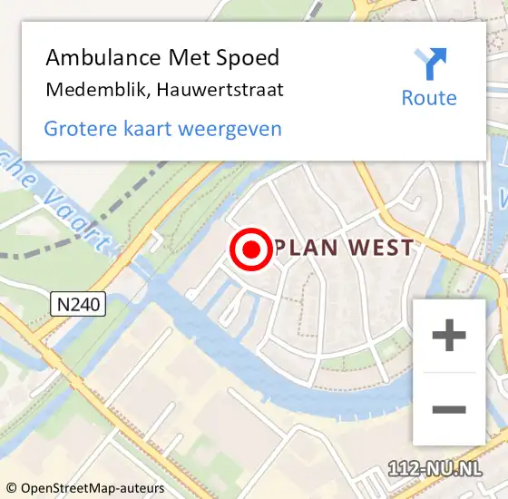 Locatie op kaart van de 112 melding: Ambulance Met Spoed Naar Medemblik, Hauwertstraat op 28 januari 2017 06:26