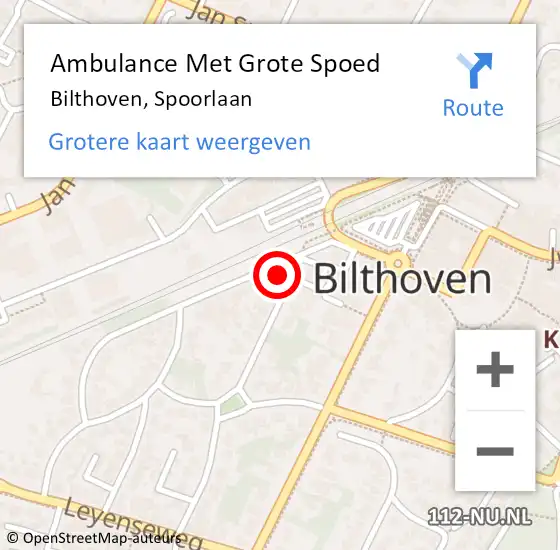 Locatie op kaart van de 112 melding: Ambulance Met Grote Spoed Naar Bilthoven, Spoorlaan op 28 januari 2017 07:54