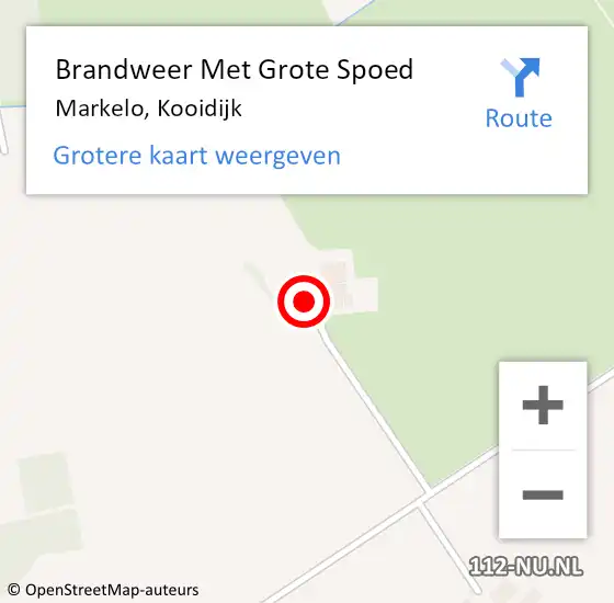 Locatie op kaart van de 112 melding: Brandweer Met Grote Spoed Naar Markelo, Kooidijk op 28 januari 2017 08:01