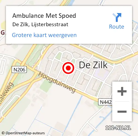 Locatie op kaart van de 112 melding: Ambulance Met Spoed Naar De Zilk, Lijsterbesstraat op 28 januari 2017 09:31