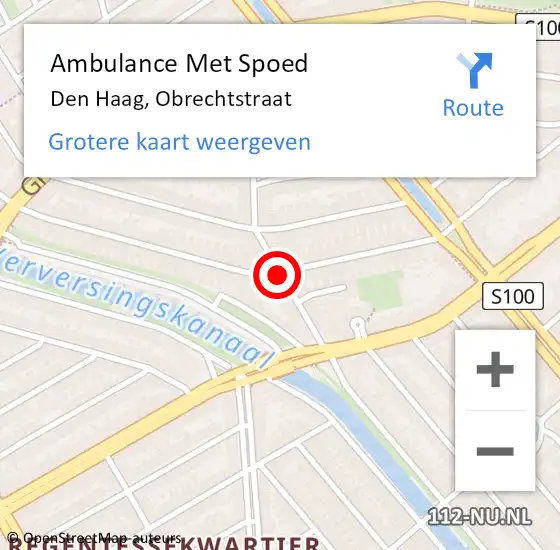 Locatie op kaart van de 112 melding: Ambulance Met Spoed Naar Den Haag, Obrechtstraat op 28 januari 2017 10:31
