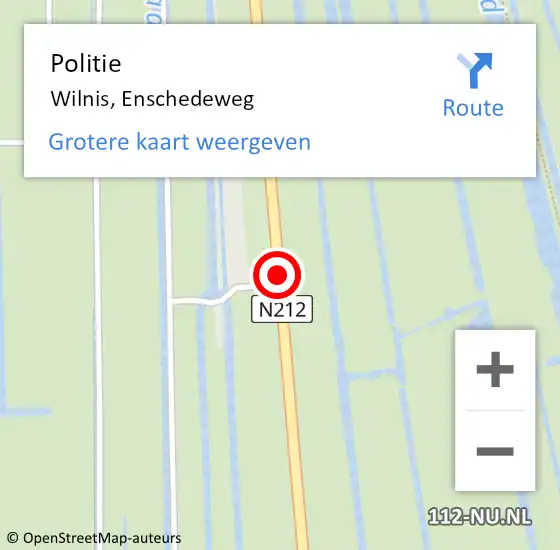 Locatie op kaart van de 112 melding: Politie Wilnis, Enschedeweg op 9 januari 2014 10:18