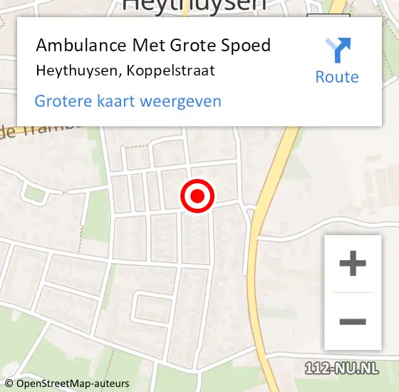 Locatie op kaart van de 112 melding: Ambulance Met Grote Spoed Naar Heythuysen, Koppelstraat op 28 januari 2017 11:00