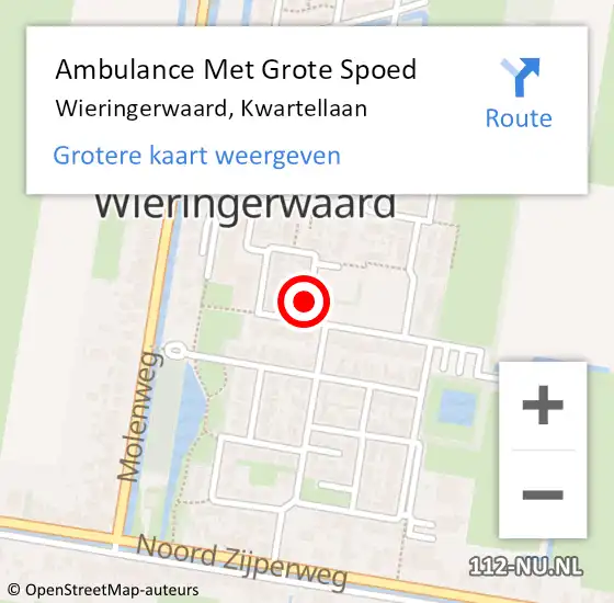 Locatie op kaart van de 112 melding: Ambulance Met Grote Spoed Naar Wieringerwaard, Kwartellaan op 28 januari 2017 13:19