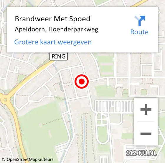 Locatie op kaart van de 112 melding: Brandweer Met Spoed Naar Apeldoorn, Hoenderparkweg op 28 januari 2017 13:38