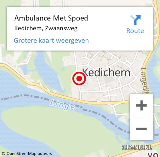 Locatie op kaart van de 112 melding: Ambulance Met Spoed Naar Kedichem, Zwaansweg op 28 januari 2017 13:47
